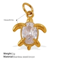 Vergoldeter Edelstahlanhänger in Schildkrötenform mit weißem Zirkon, Gewicht 1g - Schildkröte Mit Weißem Zirkonia Gold Anhänger(PJ778WEG)