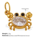 Goldener Krebs-Anhänger mit ovalem Zirkonia-Stein für DIY-Schmuckherstellung - Krabbe Mit Weißem Zirkonia Gold Anhänger(PJ904WEG)