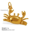 Goldener Edelstahl Krebs Anhänger 15,6mm für DIY Schmuckherstellung Meeres-Serie - Glatter Krabbe Goldener Anhänger(PJ905G)