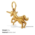 Pendentif licorne en acier inoxydable plaqué or 18K poli avec anneau pour bijoux DIY - Pendentif en Forme de Licorne (PJ967GL)