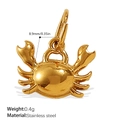 Goldener Edelstahl Krebs Anhänger für DIY Halsketten und Armbänder, 8,9mm Größe - Mini Krabbe Goldener Anhänger(PJ907G)