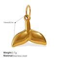 Goldener Walflossen-Anhänger aus Edelstahl mit 13 mm Höhe und 0,7 g Gewicht - Großer Fischschwanz Goldener Anhänger(PJ910GL)