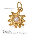 Pendentif soleil en acier inoxydable doré 18K avec perle pour création de bijoux DIY - Pendentif Soleil avec Perle d'Imitation Doré (PJ540WEG)