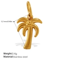 Polierter 18K vergoldeter Edelstahl Palmenanhänger für tropischen Strandschmuck - Kleiner Kokosnussbaum Goldener Anhänger(PJ911GS)