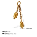 Pendentif double chaîne en acier inoxydable plaqué or 18K avec breloques capsule, 22mm - Pendentif Capsule Double Chaîne Doré (PJ584G)