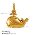 Polierter goldener Edelstahl-Wal-Anhänger für DIY-Halsketten und Armbänder - Kleiner Wal Goldener Anhänger(PJ912GS)