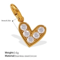 18K gold plated stainless steel heart pendant with white zircons for DIY jewelry making - White Zirconia Heart Pendant (PJ407WEG)