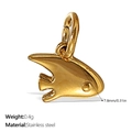 Pendentif en forme de poisson en acier inoxydable plaqué or 18 carats pour bijoux DIY - Pendentif Poisson Métallique Doré (PJ651G)