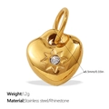 Mini pendentif coeur en acier inoxydable plaqué or 18 carats orné d'un strass brillant - Petit Pendentif Cœur Strass Éclat d'Étoile (PJ973WEGS)