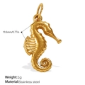 Goldener Seepferdchen-Anhänger aus Edelstahl für DIY-Schmuck, 19,6 mm Länge - Großes Seepferdchen Glänzend Gold Anhänger(PJ914GL)