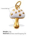 Cute mushroom pendant in 18K gold-plated stainless steel with white enamel and golden dots - White Polka Dot Mushroom Pendant (PJ660WEG)