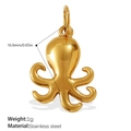 Poliertes goldfarbenes Oktopus-Anhänger-Zubehör aus Edelstahl für DIY-Schmuck - Großer Krake Goldener Anhänger(PJ915GL)