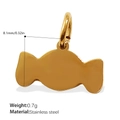 Polished gold stainless steel candy-shaped pendant with 8.1mm size dimensions - Gold Candy Pendant (PJ673G)