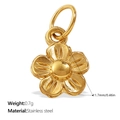 Pendentif fleur en acier inoxydable doré avec pétales détaillés et centre poli - Pendentif Fleur à Cinq Pétales (PJ976G)