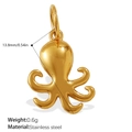 Tintenfisch-Anhänger aus Edelstahl mit 18K Goldbeschichtung für Strand-Schmuck - Kleiner Krake Goldener Anhänger(PJ915GS)