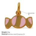 Pink and olive green candy-shaped pendant in gold stainless steel with size markings - Pink and Green Striped Candy Pendant (PJ673PKG)