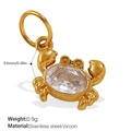 18K vergoldeter Krabbenanhänger aus Edelstahl mit ovalem Zirkonia-Inlay - Krabbe Zirkonia Gold Anhänger(PJ916WEG)