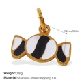 Black and white striped candy shaped charm pendant in 18K gold plated stainless steel - Black and White Striped Candy Pendant (PJ673WEG)