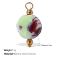 Pendentif en céramique marbré vert clair et violet avec monture en acier plaqué or 18K - Pendentif en Céramique Vert Clair Texturé Doré (PJ665LGG)