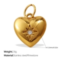 Pendentif cœur doré en acier inoxydable avec strass étincelant et gravure étoilée - Pendentif Cœur Pierre Unique Éclat (PJ978WEG)