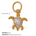 18K vergoldeter Edelstahl Schildkröten Anhänger mit birnenförmigem Zirkonstein Inlay - Schildkröte Zirkonia Gold Anhänger(PJ917WEG)