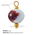 Blue and red dripping oil ceramic fish pendant with 18K gold plated stainless steel - Blue Quicksand Ceramic Bead Pendant (PJ682LBG)
