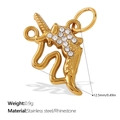 Pendentif licorne doré en acier inoxydable avec strass pour création de bijoux DIY - Pendentif Licorne Strass (PJ981WEG)