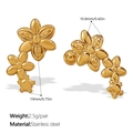 Orecchini a lobo floreali in acciaio inossidabile placcato oro 18K dal design elegante - Stile Grappolo di Fiori(EH1199G)