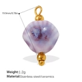 Purple ceramic fish pendant with 18K gold plated stainless steel and 1.2g weight - Purple Mottled Ceramic Bead Pendant (PJ714PEG)