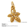 Mini pendentif fleur à cinq pétales en acier doré avec des cristaux de strass fins - Pendentif Fleur à Cinq Pétales Strass (PJ982WEG)