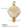 Minimalist shell-shaped ceramic necklace pendant with durable stainless steel components - Beige Ceramic Shell Pendant (PJ714YWG)