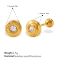 Boucles d'oreilles rondes dorées en acier inoxydable avec strass et texture ondulée - Clou d'Oreille de Piercing Rond avec Strass et Ondulations
