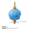 Light blue ceramic rose pendant with stainless steel fittings and 1.3g lightweight design - Light Blue Rose Style (PJ1133BEG)