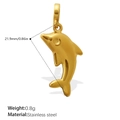 Golden jumping dolphin charm pendant made of polished stainless steel for DIY jewelry - Dolphin Style (PJ305GSK)