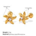Boucles d'oreilles étoile de mer dorées en acier inoxydable avec strass et fermoir à vis - Boucle d'Oreille de Piercing Étoile de Mer en Zirconia (EH1225WEG)