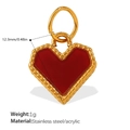 Deep red heart pendant in gold-tone textured frame made of stainless steel and acrylic - Red Heart Bead Pattern Border Pendant (PJ749RDG)