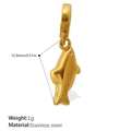 Golden dolphin charm in stainless steel for DIY jewelry making 12.8mm pendant - Jumping Dolphin Style (PJ177GSK)