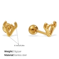 Orecchini a perno minimalisti in acciaio inossidabile placcato oro 18K a forma di corna - Stile Corna(EH1206G)
