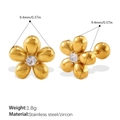Boucles d'oreilles fleurs dorées avec zircon blanc et fermoir à vis de sécurité - Boucle d'Oreille de Piercing Fleur de Prunier avec Zirconia (EH1227WEG Boucle d'Oreille de Piercing)