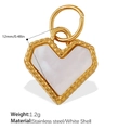 Heart pendant made of 18K gold-plated stainless steel with a white shell inlay - White Shell Heart Bead Pattern Border Pendant (PJ749WEG)