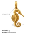 Golden seahorse charm pendant in stainless steel 19.7mm 1.2g DIY bikini accessory - 3D Seahorse Style (PJ914GLSK)