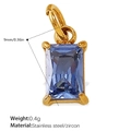 Minimalist gold stainless steel charm with rectangle blue zircon and 9mm size - Blue Zirconia Rectangular Pendant (PJ786DBG)