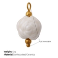 White ceramic rose pendant with stainless steel gold beads and 20.7mm size detail - White Rose Style (PJ1133OWG)