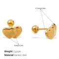 Orecchini a cuore in acciaio inossidabile placcato oro 18K con dimensioni e peso - Stile Cuore(EH1208G)