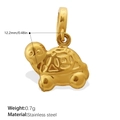 Turtle pendant in 18K gold plated stainless steel with coin patterns, 12.2mm size - Patterned Turtle Style (PJ154GSK)