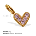 Golden heart pendant with lavender zircons and stainless steel base 9mm charm - Light Purple Zirconia Heart Pendant (PJ791PKG)