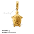 Golden sea turtle pendant in stainless steel, 16.5mm length with 1.2g lightweight design - Realistic Turtle Style (PJ298GSK)