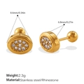 Boucles d'oreilles clous dorées en acier inoxydable avec cristaux strass brillants - Boucles d'Oreilles Piercing Rondes en Strass (EH1230WEG)