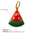 Watermelon slice pendant jewelry accessory in gold-plated stainless steel with red enamel - Small Watermelon Slice Pendant (PJ825CRGS)