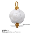 White star ceramic pendant with gold stainless steel loop and beads 20.7mm charm - Pure White Style (PJ1133WEG)